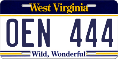 WV license plate OEN444