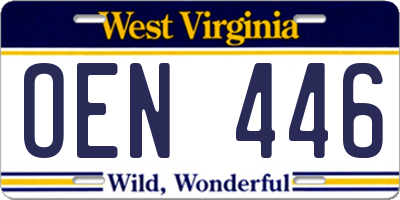 WV license plate OEN446