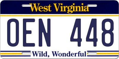 WV license plate OEN448