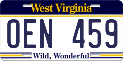 WV license plate OEN459
