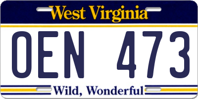 WV license plate OEN473