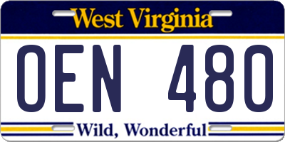 WV license plate OEN480