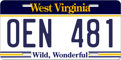 WV license plate OEN481