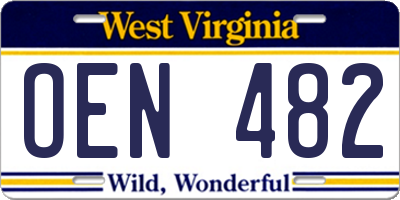 WV license plate OEN482