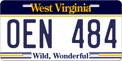 WV license plate OEN484