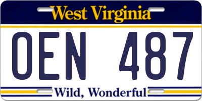 WV license plate OEN487