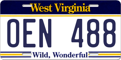 WV license plate OEN488