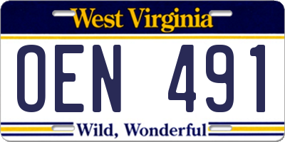 WV license plate OEN491