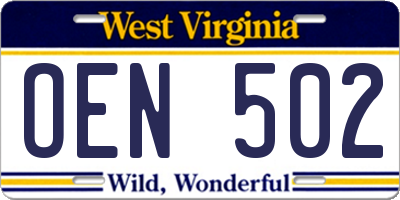 WV license plate OEN502