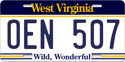 WV license plate OEN507