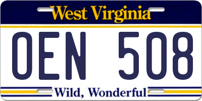 WV license plate OEN508