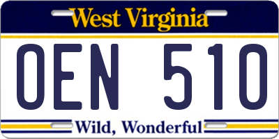 WV license plate OEN510