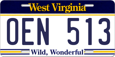 WV license plate OEN513