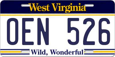 WV license plate OEN526