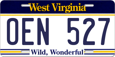 WV license plate OEN527