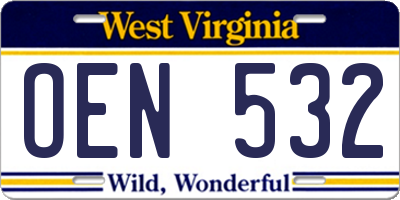 WV license plate OEN532