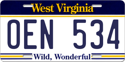 WV license plate OEN534