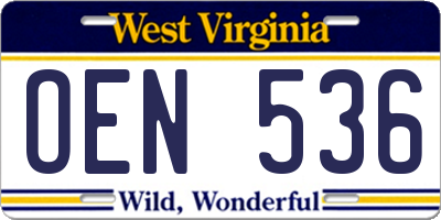 WV license plate OEN536