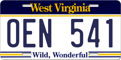 WV license plate OEN541
