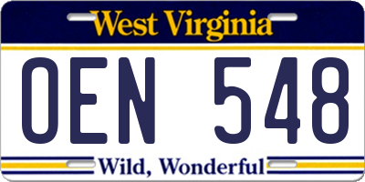 WV license plate OEN548