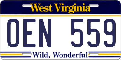 WV license plate OEN559