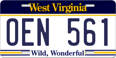 WV license plate OEN561