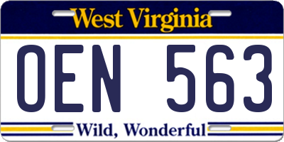 WV license plate OEN563
