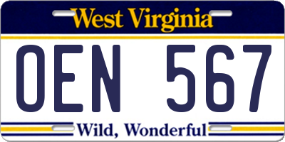 WV license plate OEN567