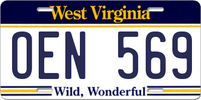 WV license plate OEN569