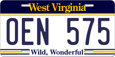 WV license plate OEN575