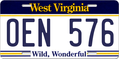 WV license plate OEN576