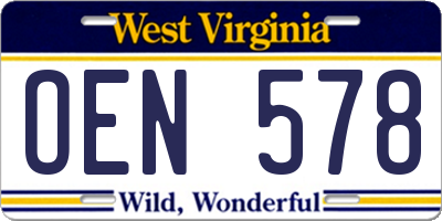WV license plate OEN578