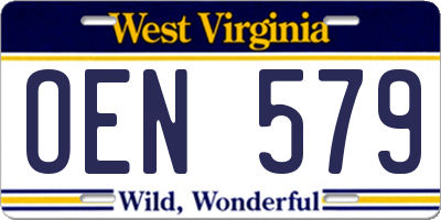 WV license plate OEN579