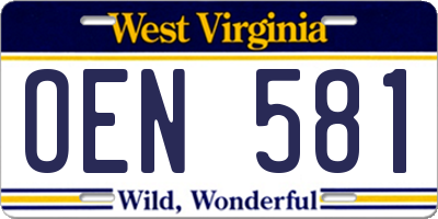 WV license plate OEN581