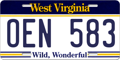 WV license plate OEN583
