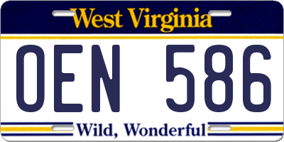 WV license plate OEN586