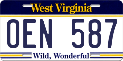 WV license plate OEN587