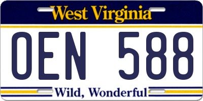 WV license plate OEN588