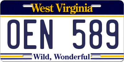 WV license plate OEN589