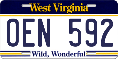 WV license plate OEN592
