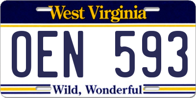 WV license plate OEN593