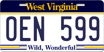 WV license plate OEN599