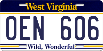 WV license plate OEN606