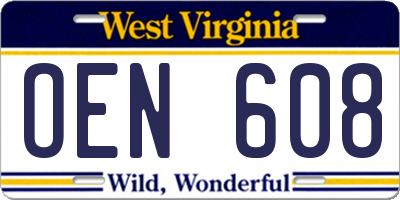 WV license plate OEN608