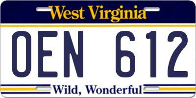 WV license plate OEN612
