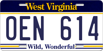WV license plate OEN614
