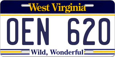WV license plate OEN620