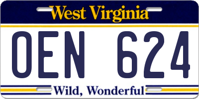 WV license plate OEN624