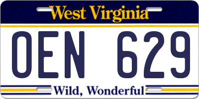 WV license plate OEN629