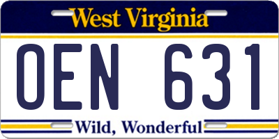 WV license plate OEN631